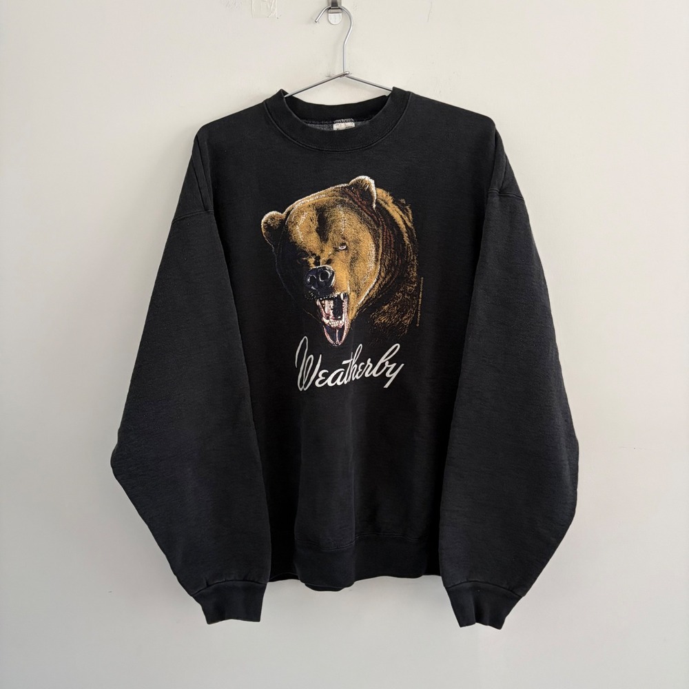 Vintage 1994 Weatherby Bear Fruit of the Loom Supercotton Sweatshirt XL Black